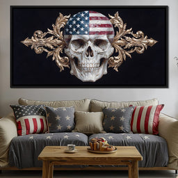 Patriotic Skull Baroque Fusion - NicheCanvas