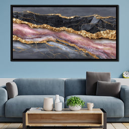 Gilded Onyx Rose Quartz Flow - NicheCanvas