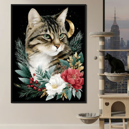 Moonlit Floral Gold Tabby - NicheCanvas