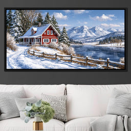 Solitude Beside The Frozen Mountain Lake - NicheCanvas