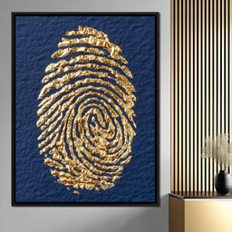 Golden Fingerprint On Navy Paper - NicheCanvas
