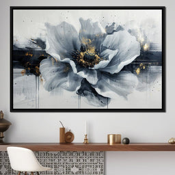 Golden Flecks on Monochrome Petals - NicheCanvas