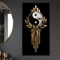 Golden Yin Yang Marble Elegance - NicheCanvas