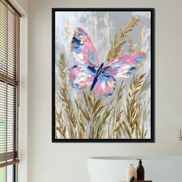 Pastel Butterfly Meadow Painting - NicheCanvas