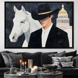 Capitol Cowboy With Noble Steed - NicheCanvas