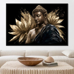 Golden Stillness Beyond The Lotus - NicheCanvas