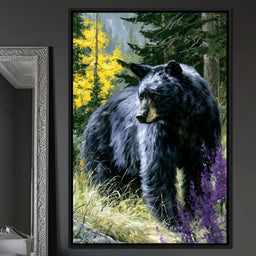 Solitary Forest Black Bear Rises - NicheCanvas
