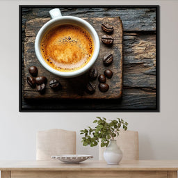 Espresso Essence on Rustic Wood - NicheCanvas