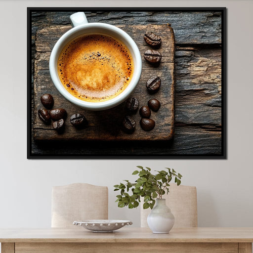 Espresso Essence on Rustic Wood Canvas Print