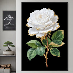 Gilded White Rose Portrait - NicheCanvas
