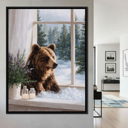 Bear by Winter Window Light - NicheCanvas