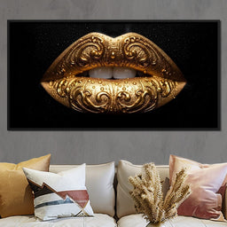 Golden Lips Elegance Illumination - NicheCanvas