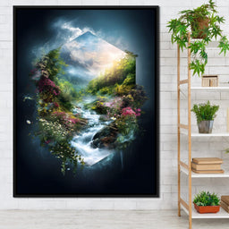 Hexagonal Nature Portal Cascade - NicheCanvas