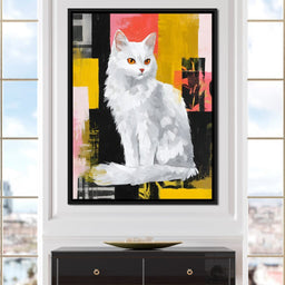 Radiant White Feline Poise - NicheCanvas