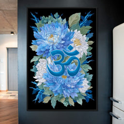 Blue Floral Om - NicheCanvas