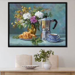 Morning Coffee & Bouquet - NicheCanvas