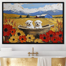 Puppy Journey Through Fields - NicheCanvas