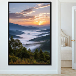 Sunrise Over Misty Mountains - NicheCanvas