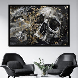 Golden Skull in Galaxy Storm - NicheCanvas