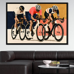 Three Cyclists Chasing The Final Bend - NicheCanvas