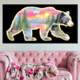 Bear Silhouette Mountain Sunset - NicheCanvas