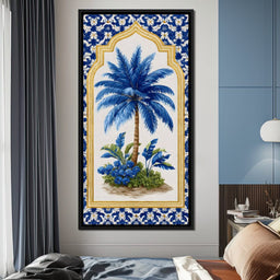 Tropical Elegance Blue Palm - NicheCanvas