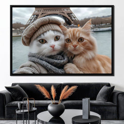 Parisian Feline Companions - NicheCanvas