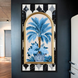 Tropical Elegance Flourish in Blue - NicheCanvas