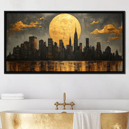 Golden Reflections Skyline - NicheCanvas
