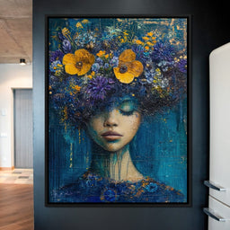 Floral Dreams in Indigo Depths - NicheCanvas