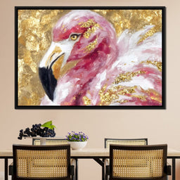 Gilded Flamingo Portrait - NicheCanvas
