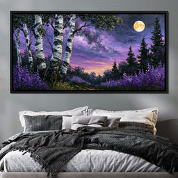 Silver Birch Under A Violet Galaxy - NicheCanvas