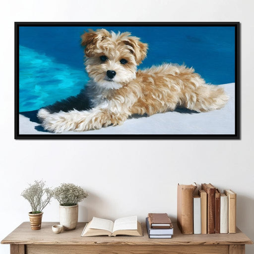 Puppy By The Blue Waters Canvas Print
