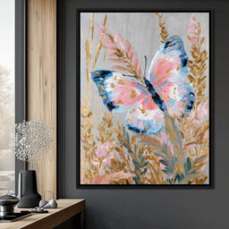 Abstract Golden Butterfly Garden - NicheCanvas