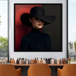Noir Elegance Under Wide Hat - NicheCanvas