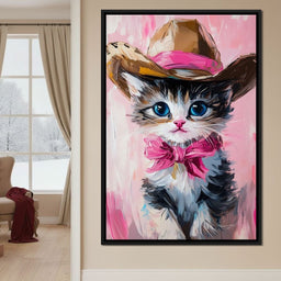Cowboy Kitten Pink Bow Charm - NicheCanvas
