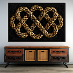 Eternal Braided Path of Golden Fibers - NicheCanvas