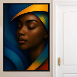 Radiant Silence Blue Gold Muse - NicheCanvas