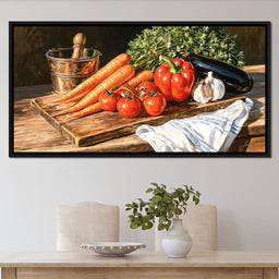 Rustic Kitchen Produce Preparation - NicheCanvas