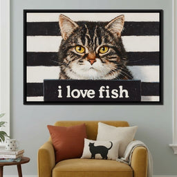 Tabby Cat Inmate Love Fish - NicheCanvas