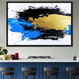 Golden Horizon Brushstroke Fusion - NicheCanvas