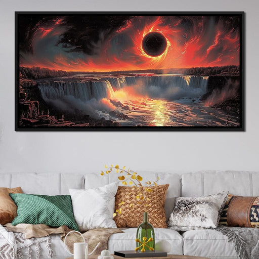 Eclipse Over Cascading Waters Canvas Print