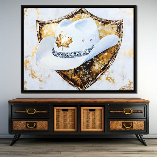 Golden Maple Leaf Western Hat Canvas Print