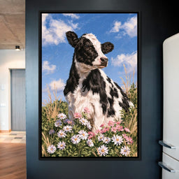 Gentle Pasture Cow Under Summer Skies - NicheCanvas