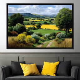 Golden Fields Country Path - NicheCanvas