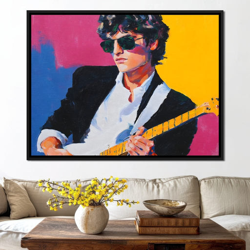 Vibrant Retro Electric Guitarist Canvas Print