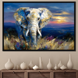 Gilded Blue Elephant Dawn - Neal Hackett - NicheCanvas
