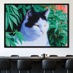 Feline Tranquility Green Garden - NicheCanvas