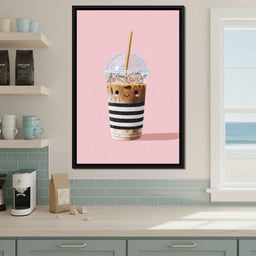 Happy Iced Latte Pop Minimalism - NicheCanvas