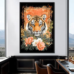 Tiger Majesty Floral Harmony - NicheCanvas
